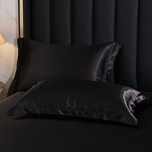 Miniatura 9 de Juego de 2 fundas de almohada de seda satinada para piel y cabello, juego de 2 fundas de almohada de seda suave y transpirable para dormir azul, 19