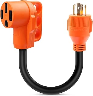 Sintron 12 Inch RV Generator Adapter with Grip Handle Indicator Light - NEMA L14-30P 30A 4 Prong Locking Male Plug to NEMA 14-50R 50A Female Adapter Connector for RV Trailer Camper STW 10/4 Power Cord