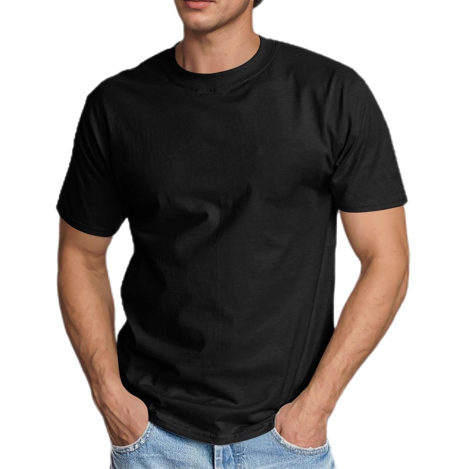 Mens Athletic T-Shirts Crewneck Basic Short Sleeve Mens Cotton Casual Workout Fitness Tops Pullover Relaxed Fit Solid