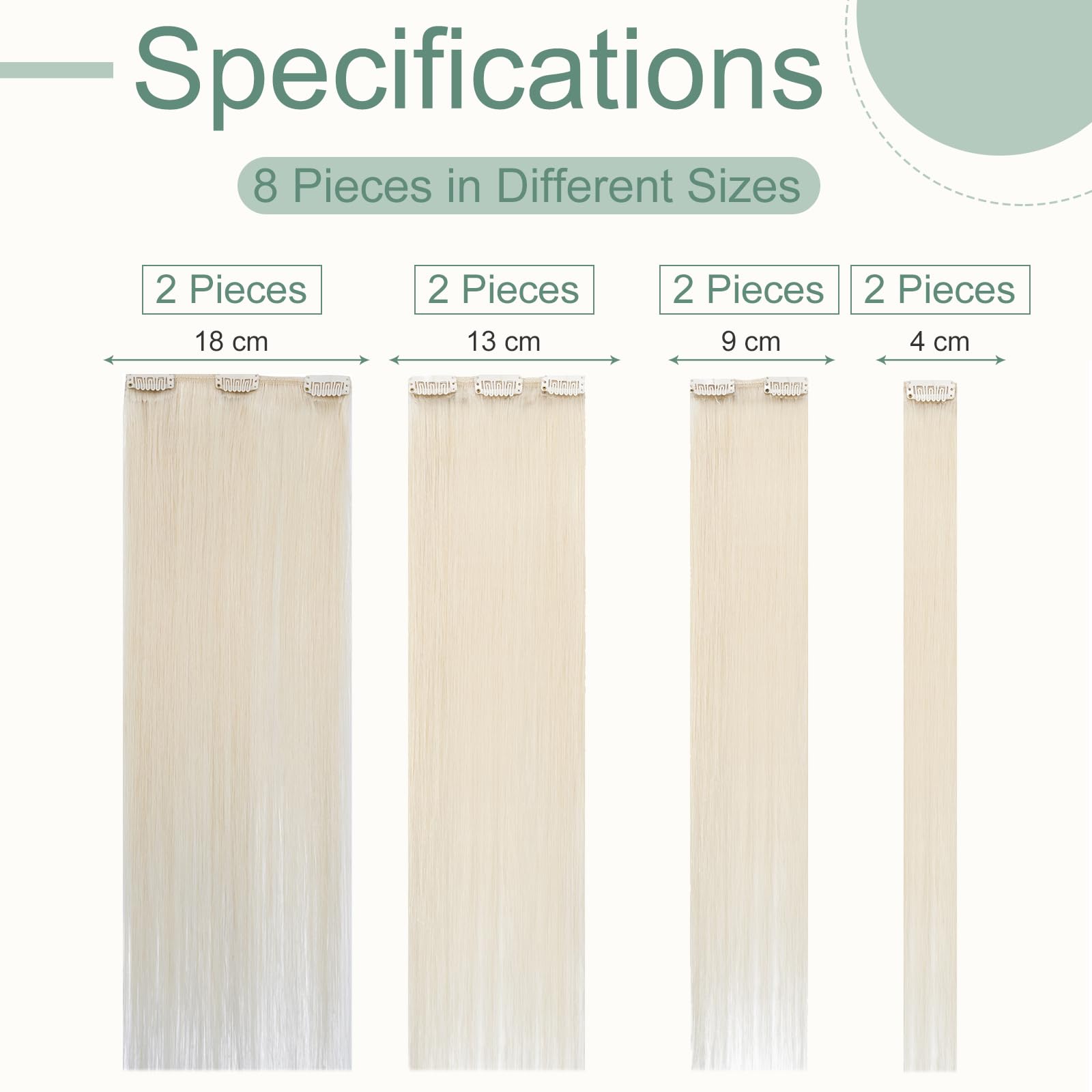 Rich Choices Clip in Hair Extensions Human Hair Bleach White 20 Inch Remy Hair Extensions Clip in, 8PCS 70g Thin Weft - Image 4