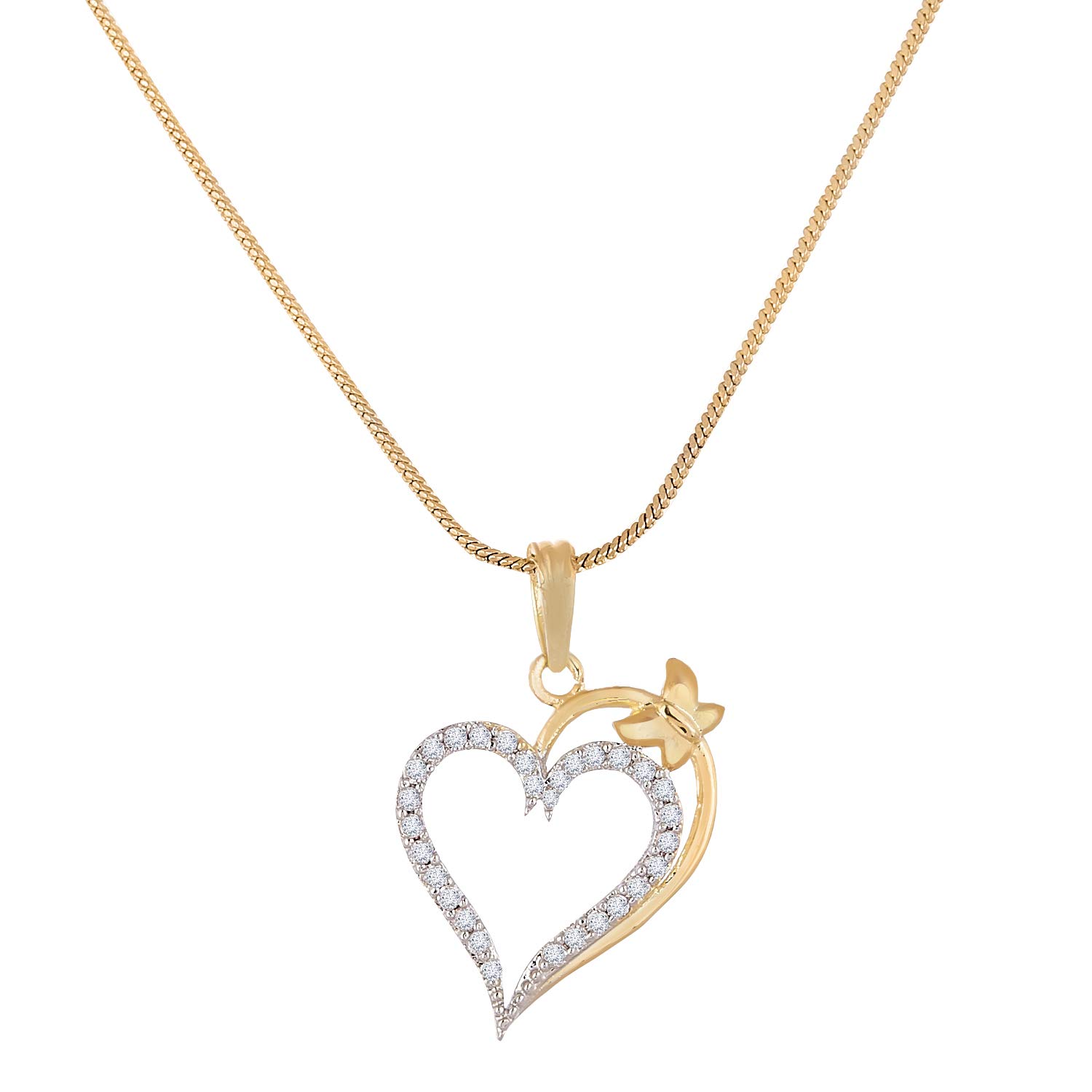 Heart Shape Pendant American Diamond Jewellery