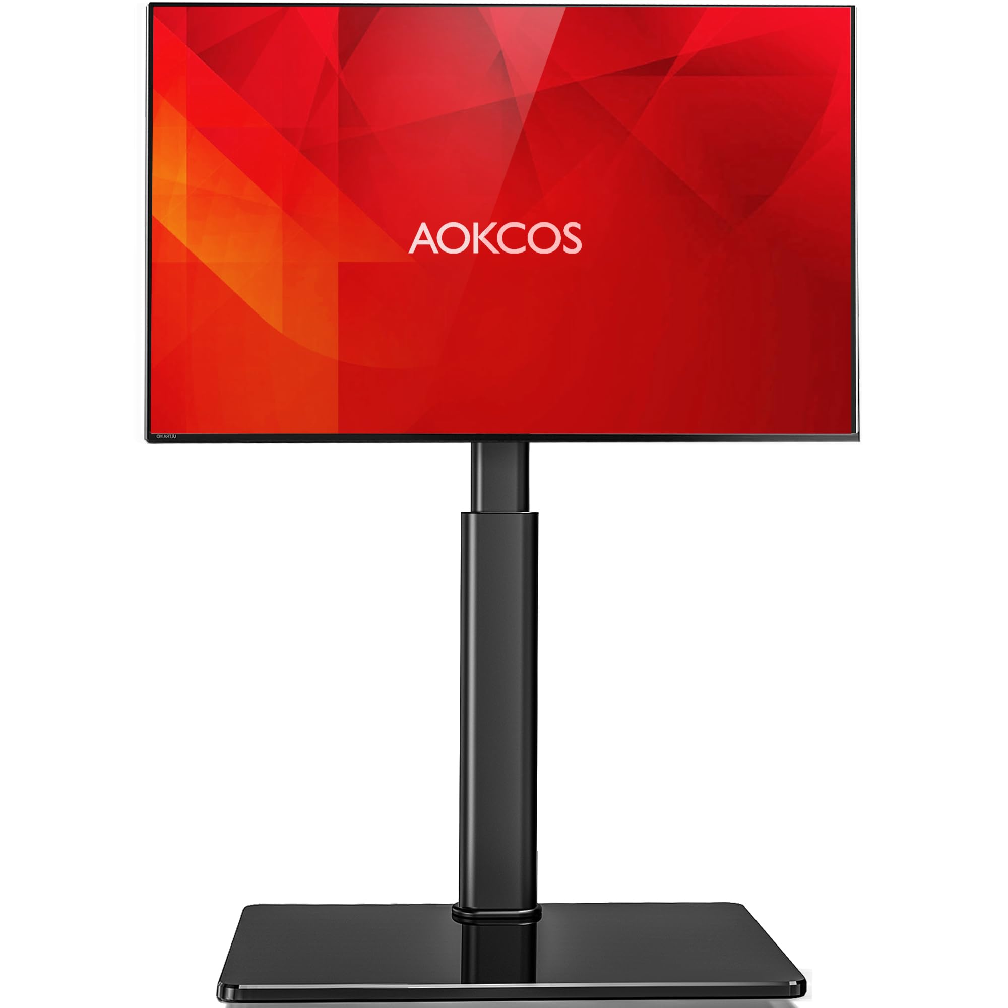 AOKCOS Supporto TV da Pavimento inclinabile per 32-55 65 70 Pollici, Girevole & Altezza Regolazione Mobile Porta TV da Terra, Max VESA 400x400mm 40kg