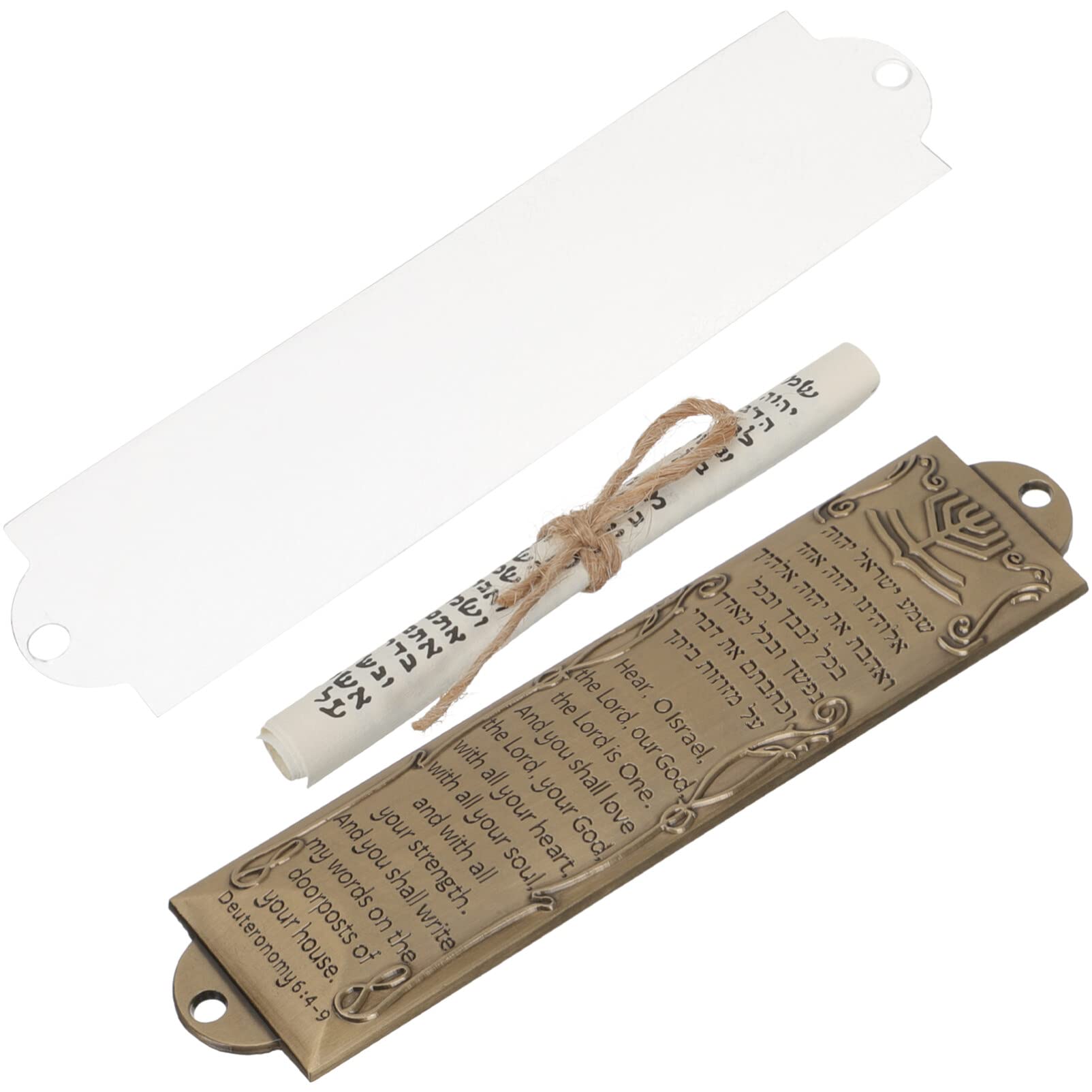 DECHOUS Mezuzah with Scroll Included: 1 Set Metal Mezuzah Plaque for Front Door with Scroll - Blessing Religious Decoration, 132mm