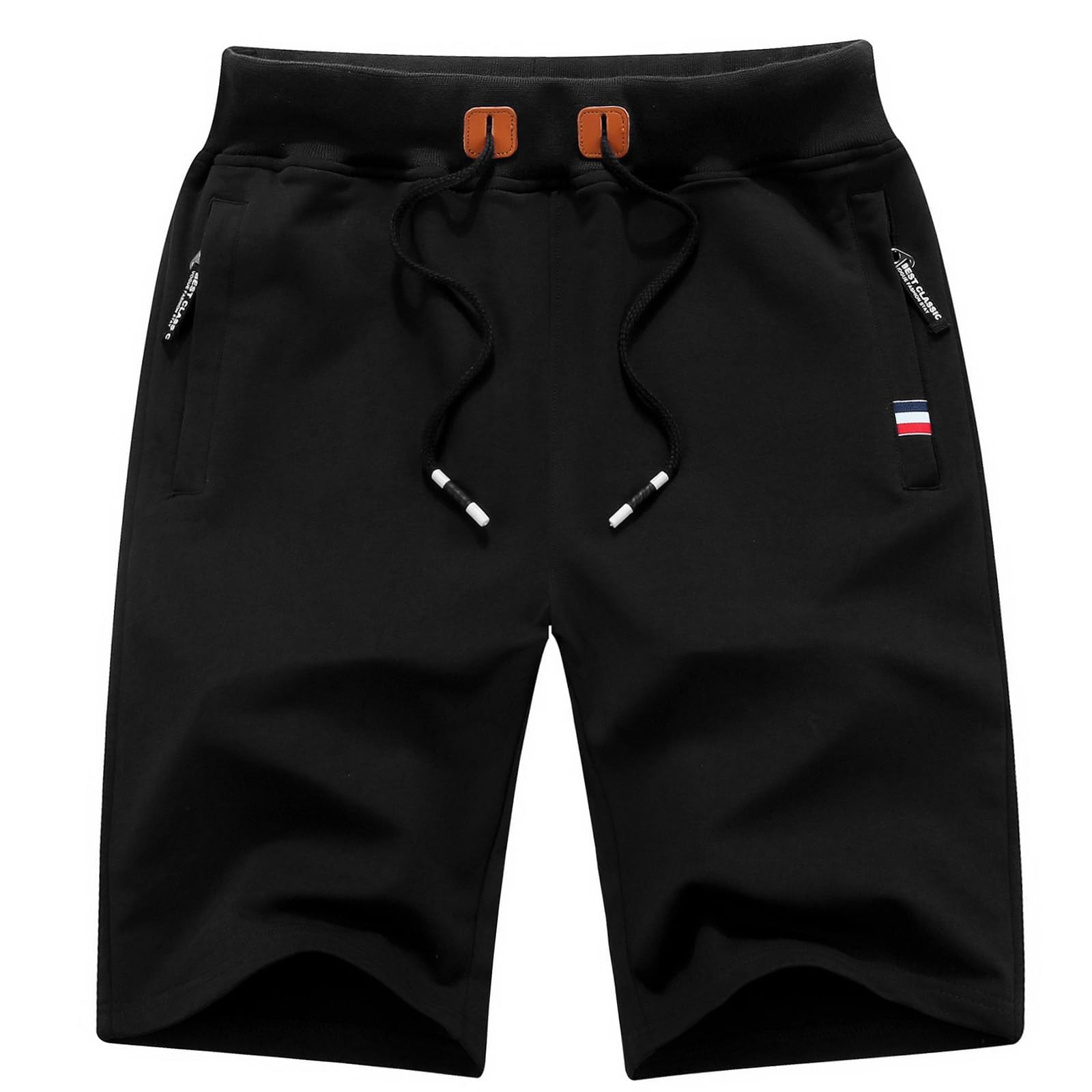 SYQBR Mens Shorts Casual, Zipper Pocket Shorts Men Drawstring Elastic Waist