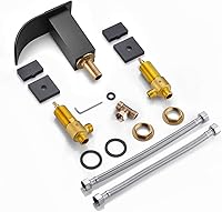 Vista 8 de sumerain Grifo de bañera de cascada negro Montaje en cubierta Grifo de bañera de 3 agujeros con válvula