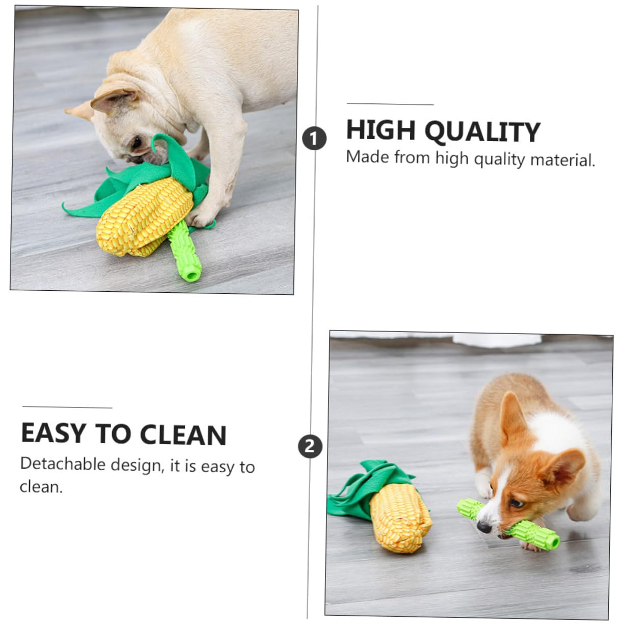 Angoily 3ensembles Jouet pour Chiens Forme De Maïs Jouet Alimentation Molar Rod Et Accessoire De Formation Interactif pour Chiens Et Chiots Et Polaire Doux