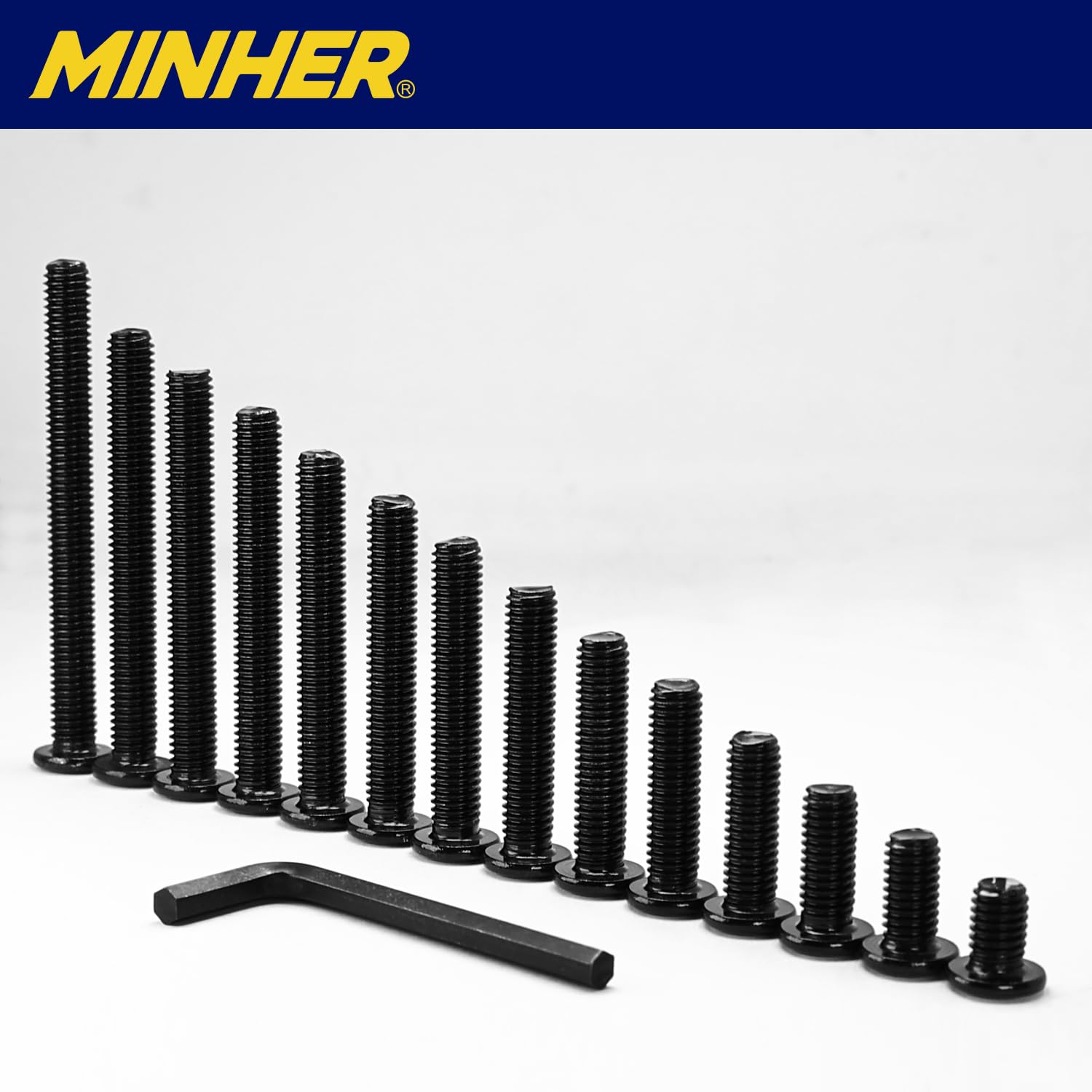 MINHER M5 x 16mm 10Pcs Flat Head Hex Socket Cap Screws Bolts, Furniture Bolts, 304 Stainless Steel 18-8, Full Thread (with Hex Spanner) - Image 4