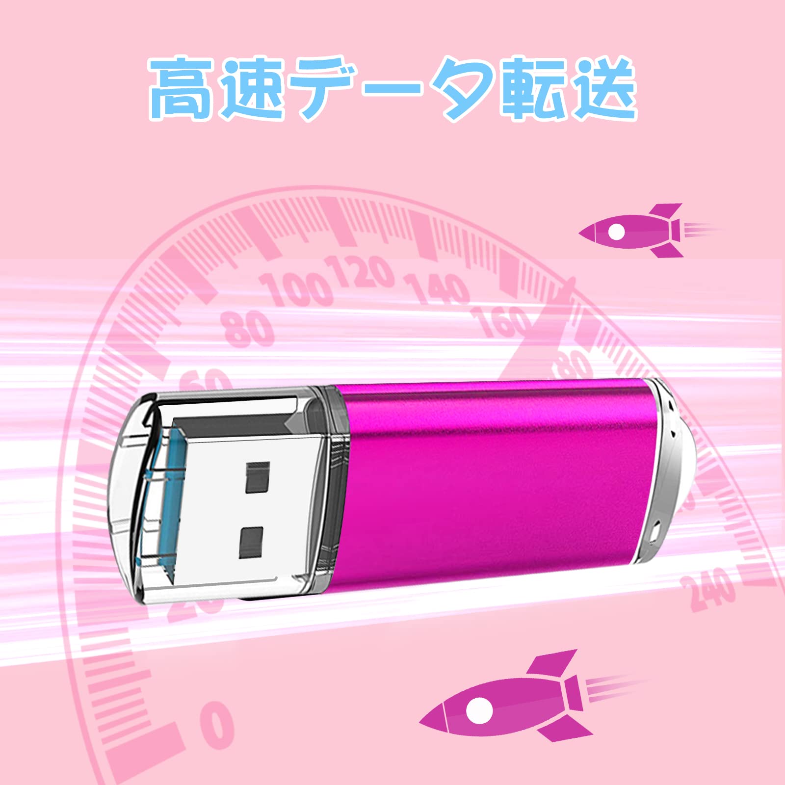EASTBULL USBメモリ 4GB 5個セット フラッシュメモリー USB2.0 フラッシュドライブ キャップ式 防塵性能優れ ストラップ付き LEDライト付き (4GB 5色) - 5