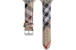 Designer Leather Plaid Apple Watch Band 44mm