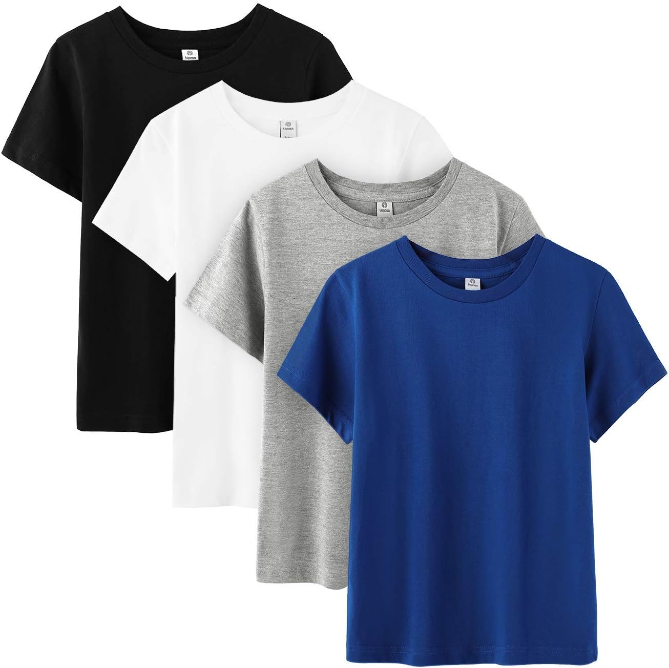 LAPASA Kids T-Shirts Short Sleeve (4 Pack) 100% Cotton Plain Top Tees Boy & Girl Unisex Toddler Children Tie Dye Summer K01