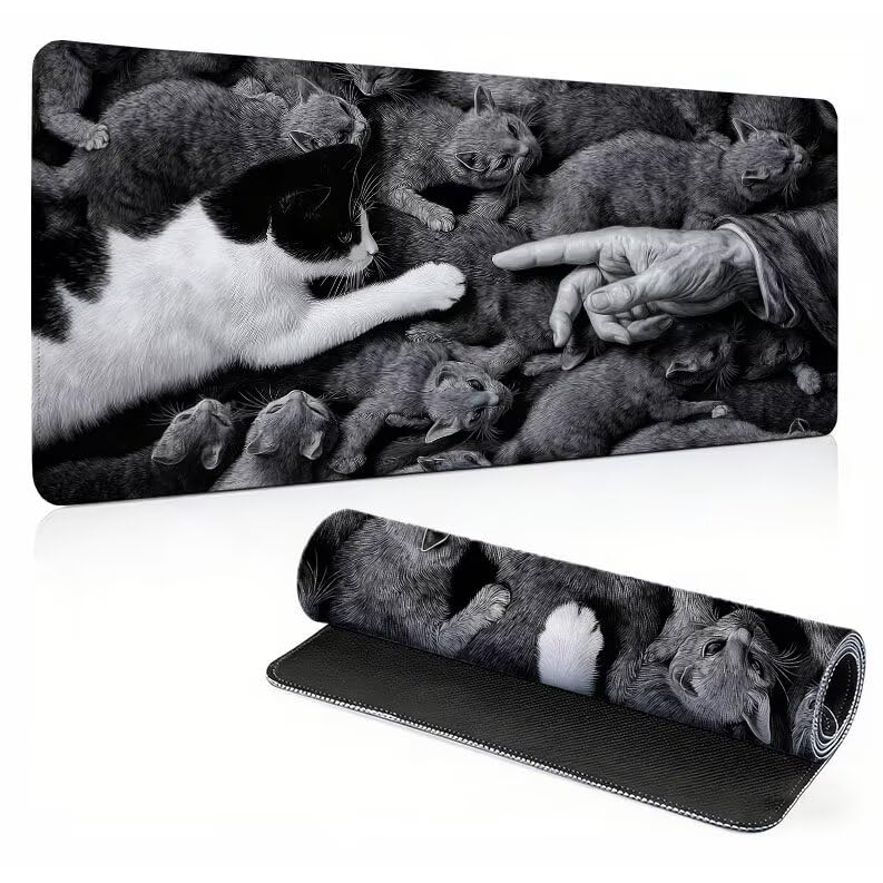 Tapis de souris gaming XXL sous main de bureau lavable grand format 800x400mm gris