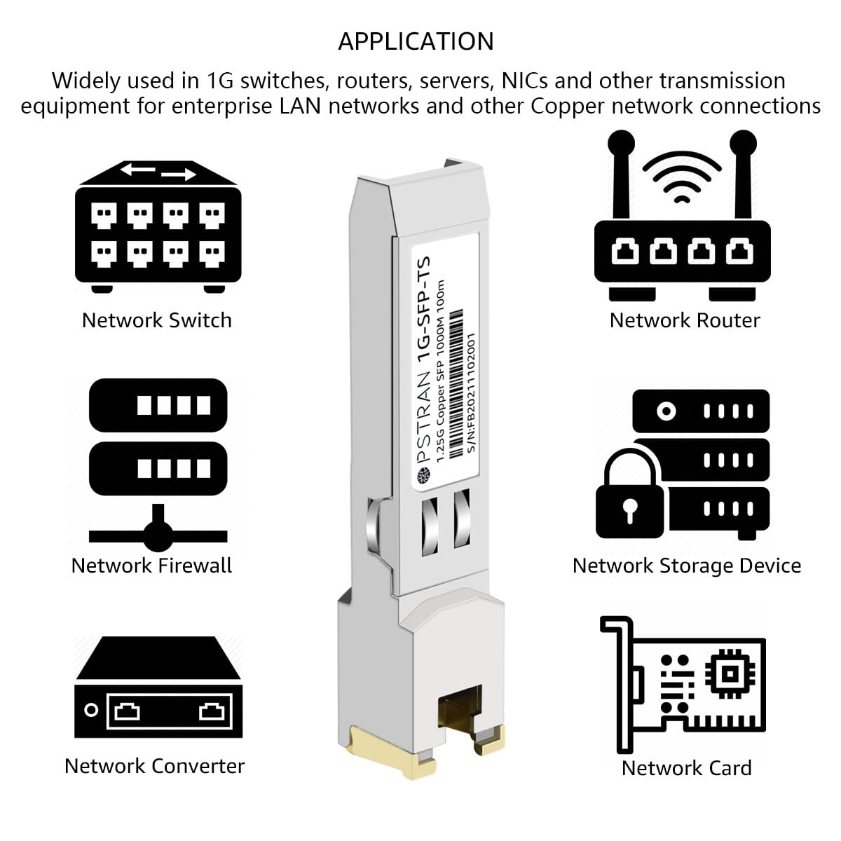 1000BASE-T SFP RJ45 Copper Transceiver Module Compatible with Fortinet FS-TRAN-GC FG-TRAN-GC FR-TRAN-GC 100m Cat5e/6