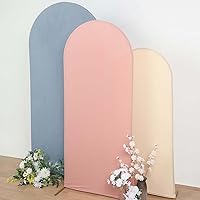 Vista 2 de Efavormart - Marco de fondo redondo de elastano de 6 pies, color rosa polvoriento, cubierta de arco de boda de 2 lados
