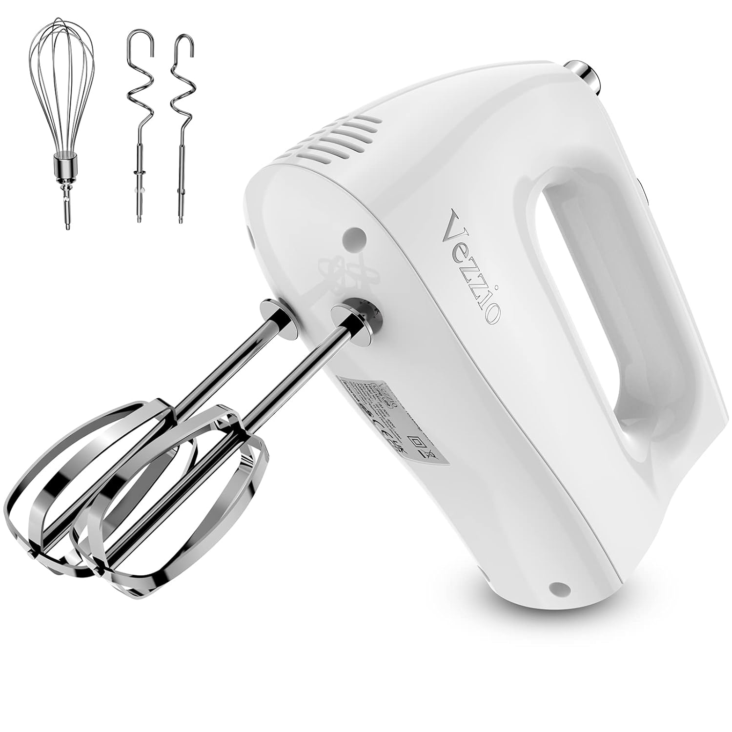 Hand Mixer Electric Vezzio 5-Speed Kitchen Handheld Mixer with Eject Button 5 Stainless Steel Accessories 2 Beaters 2