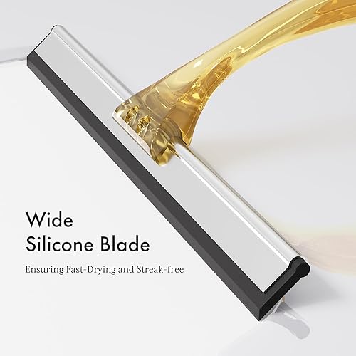 Miniatura 12 de AmazerBath Escobilla de ducha para puertas de vidrio, escobilla multiusos con gancho de succión y gancho adhesivo, escobilla transparente