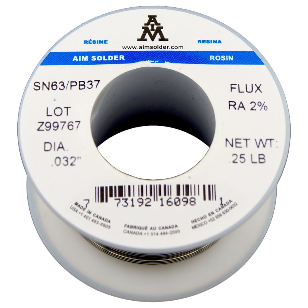 AIM Solder 63-37 Tin Lead Rosin Core Solder Wire for Electrical Soldering 0.032inch, 0.25lb (0.8mm / 113g)