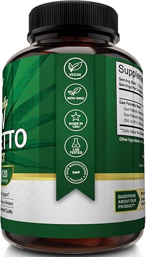 Miniatura 3 de Fuerza Extra Saw Palmetto Suplemento 500 mg Complejo  Natural Próstata Salud Apoyo  Ayuda a Bloquear DHT a evitar la pérdida de cabello y ayuda a