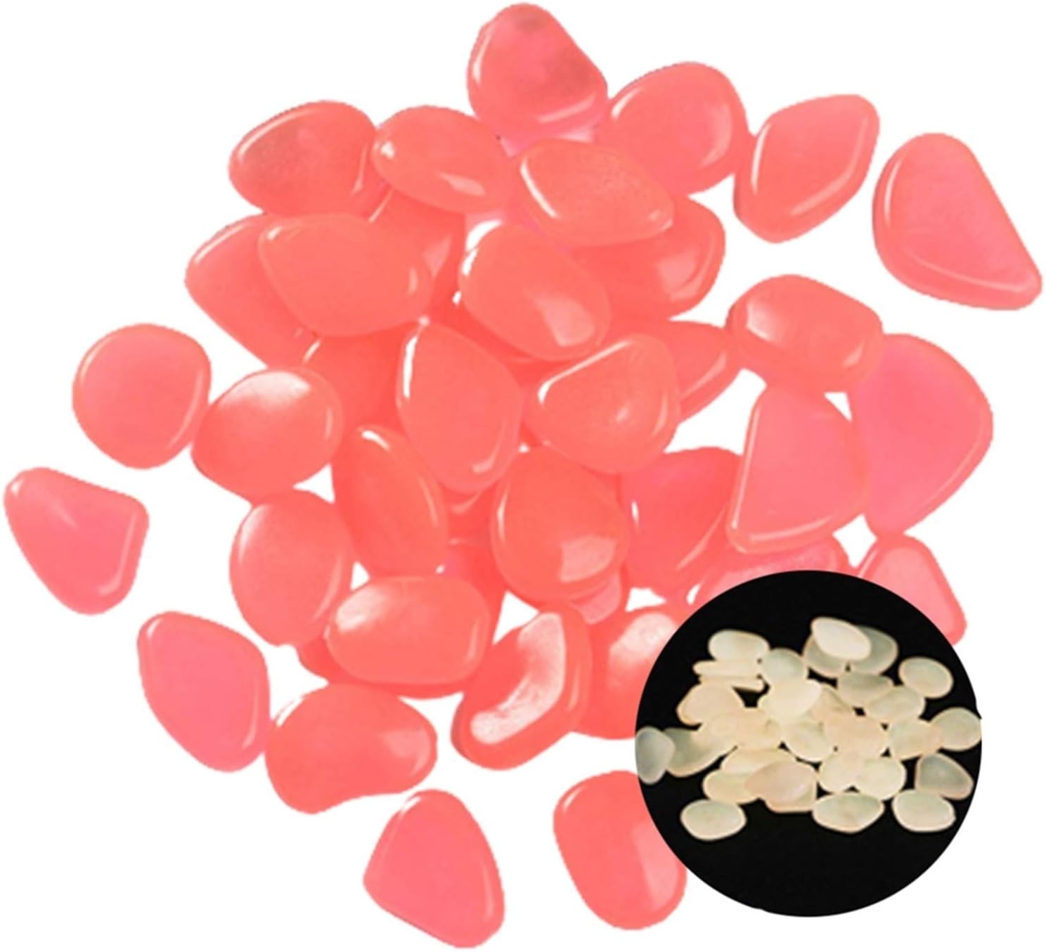 Glowing Stone Pink Luminous Stones, Artificial Pebbles That Glow in The Dark, Indoor and Outdoor Fish Tank Aquarium Garden Decoration Luminous Stones (Size : 400PCS)