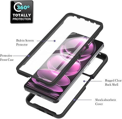 Miniatura 6 de Funda para Redmi Note 12 Pro, delgada, de cuerpo completo, resistente, elegante, protectora, transparente, híbrida, 3 en 1, con protector de