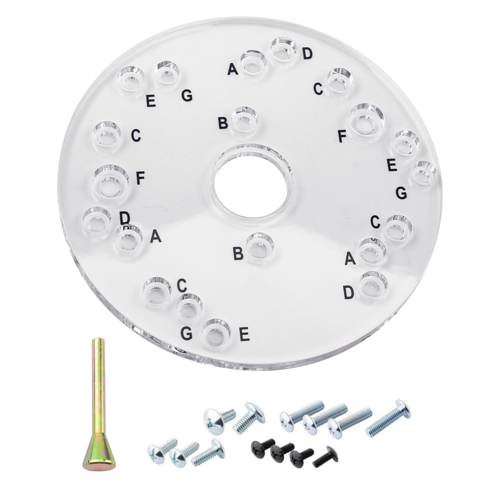 71369 Router Base Plate 6-1/2" Diameter Clear Acrylic Sub Base with Marked Holes Fits for Porter Cable, Bos-ch, Craftsman, Dewalt, Hitachi, Ryobi