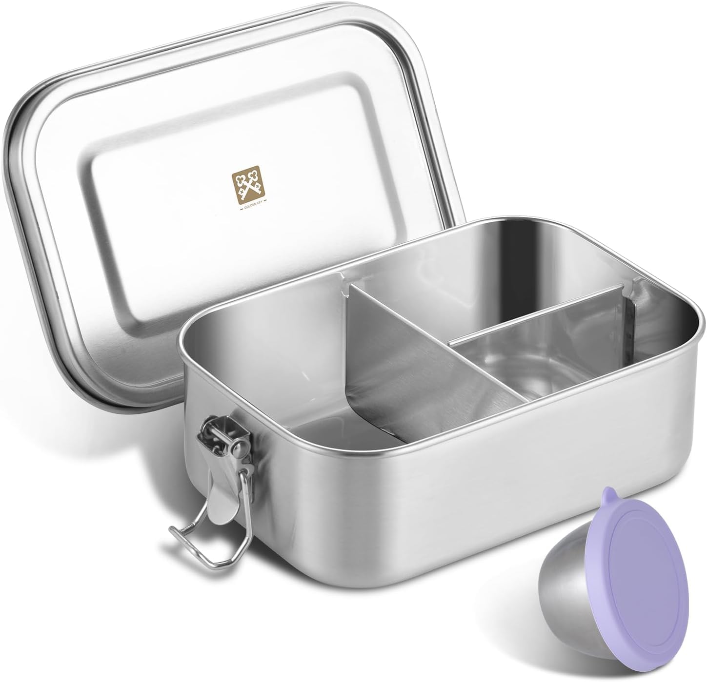 GOLDEN KEY Edelstahl Brotdose Kinder,Lunchbox Edelstahl mit Fächern Dichtung,800ml Bento Box Edelstahl Brotzeitbox Jausenbox Auslaufsichere Spülmaschinenfest für Kindergarten Schule Camping