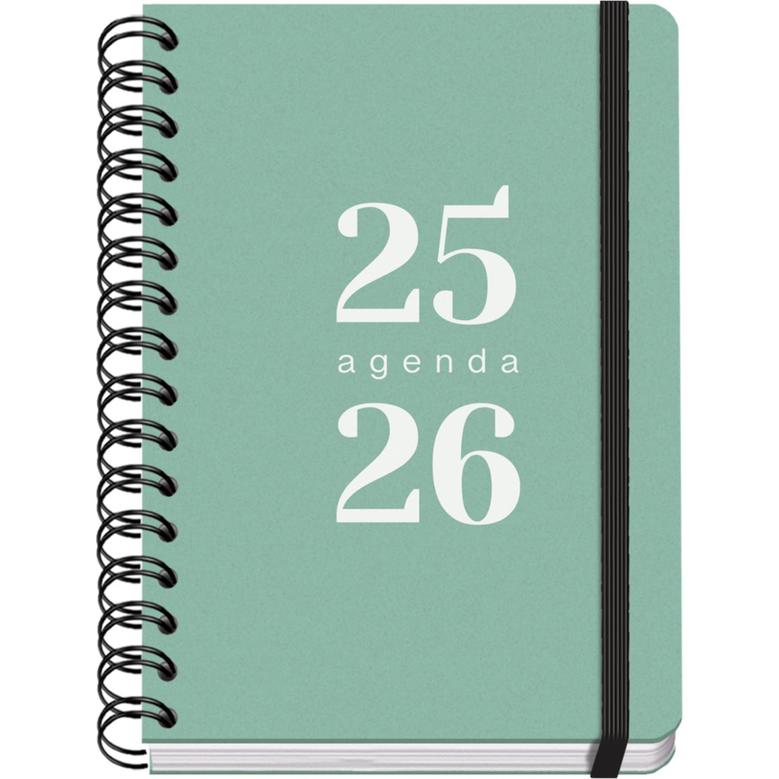 Dohe - Agenda Scolaire 2025 2026 - Page Par Jour  A5 (15x21 cm)  Espagnol et Anglais  Septembre à Juin  Spirale Double et Élastique  Couverture Flexible  4 Pages d'Autocollants - GRAMMAR Vert