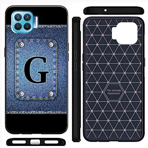Image of Amazon Brand - Solimo Designer Button Jeans Alphabet-G Printed Soft & Flexible Hybrid Back Case Mobile Cover for Oppo F17 Pro