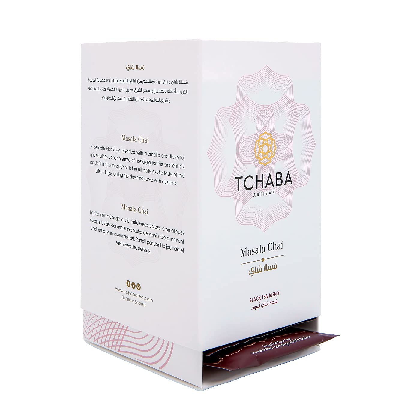 TChaba Masala Chai Black Tea Blend 20 Sachets , Premium Pure & Healthy Daily Routine Tea Bags , Culturally Rich & Authentic Flavor , Aromatic Taste - 50 Grams