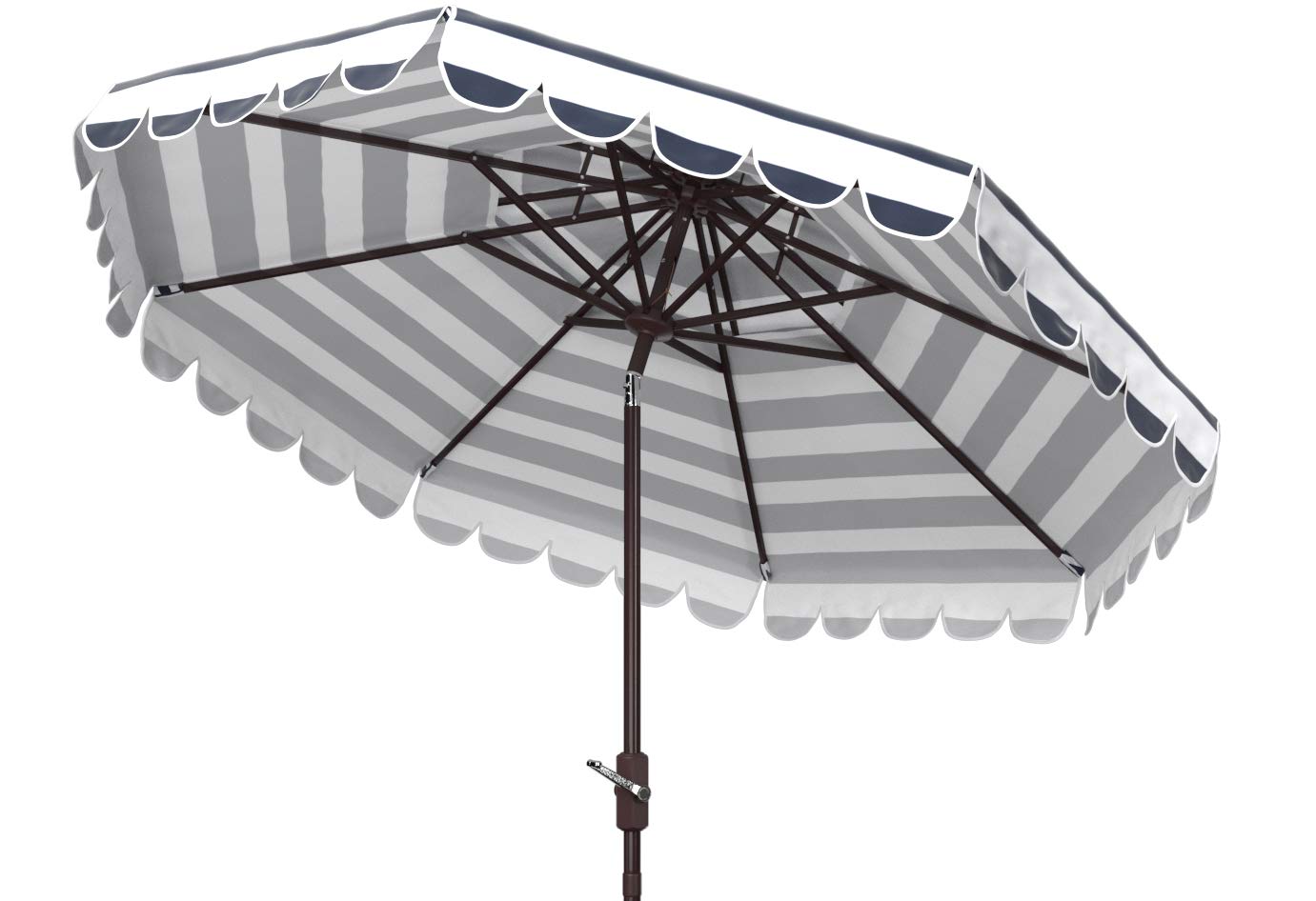 Safavieh 7.5-ft Square Beige/White with Black Aluminum Frame Crank Garden Patio Umbrella in the