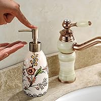 Vista 3 de Kelake Dispensador de jabón de cerámica Ice Crack – Dispensador de jabón de manos y platos de loción de flores con bomba extraíble – Ideal