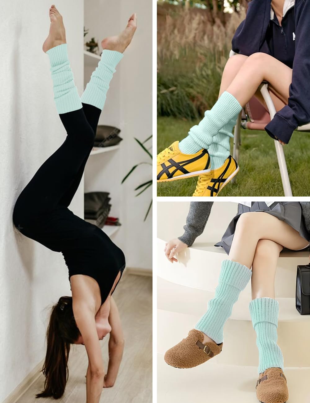 v28 Women Warm Leg Warmers 80s Retro Party Costume Knit Ballet Neon Long Socks - Image 4