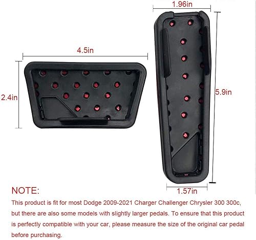 Miniatura 6 de BOYUER Cubierta Antideslizante de Pedal de Freno y Acelerador de Gas de Aluminio Sin Perforaciones Para Dodge Challenger Charger Chrysler 300