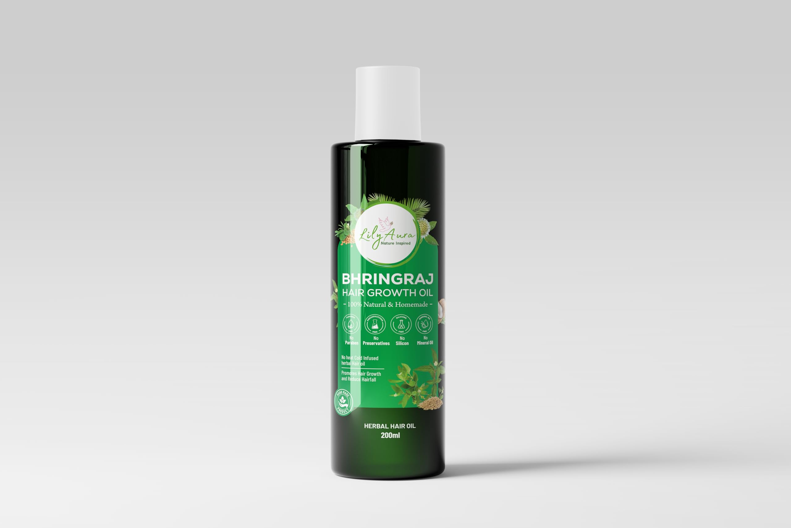 LilyAura Bhringraj Hair Oil By Lily Aura Naturals | Traditional Infusion Method | Pure Natural Lightweight Oil For Scalp And Hair | Gentle Aromatic Formula For Daily Use | Herbal Care (200ml)-image-16