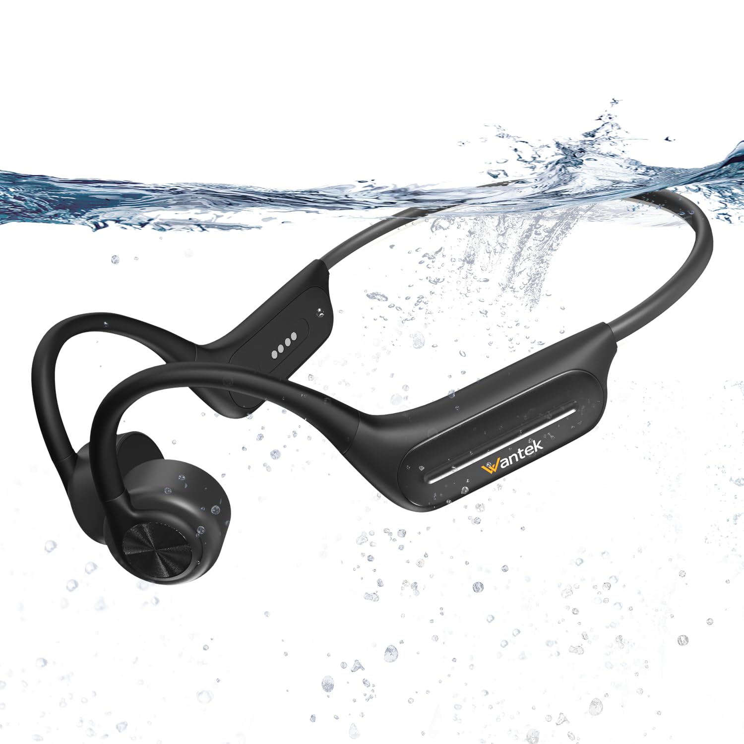Wantek Cuffie Conduzione Ossea IP68 Impermeabili per Nuoto, Auricolari Sportive Bluetooth 5.4, MP3, 32GB, Comodo Silicone, Open-Ear per Corsa, Ciclismo, Palestra