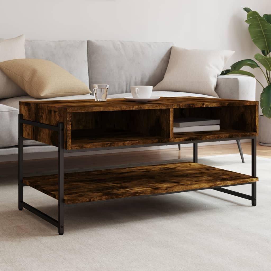 Table basse avec rangement intégré et plateau en bois solide pour salon moderne