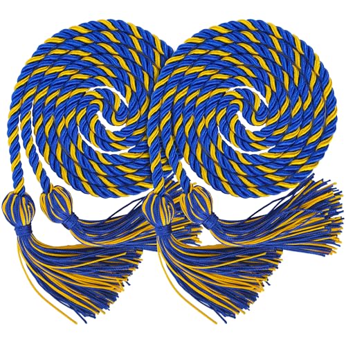 Image of GraduationMall Double Graduation Honor Cords Royal Blue /Gold 68 inch