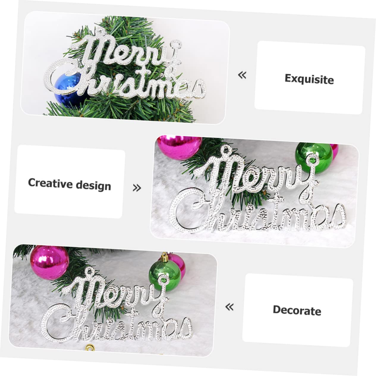 PRETYZOOM 3 Juegos De Letreros Navideños De Plástico con Texto Feliz Navidad Colgantes Navideños Guirnaldas Decorativas Adornos Ligeros para Árbol 20 Unidades X 3