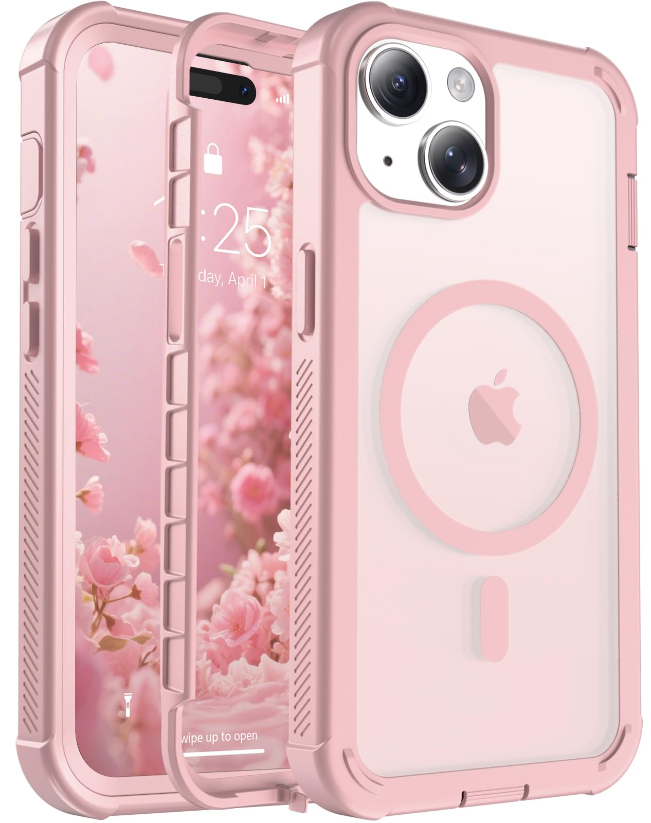 jaroco Magnetic for iPhone 15 Case Heavy Duty Protection Light Pink