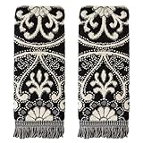 SKL Home Amherst Medallion 100% Cotton Premium 2-Piece Hand Towel Set, 600 GSM, Reversible Jacquard, Soft & Absorbent, Decorative for Bath/Kitchen/Bar & Gift, Black