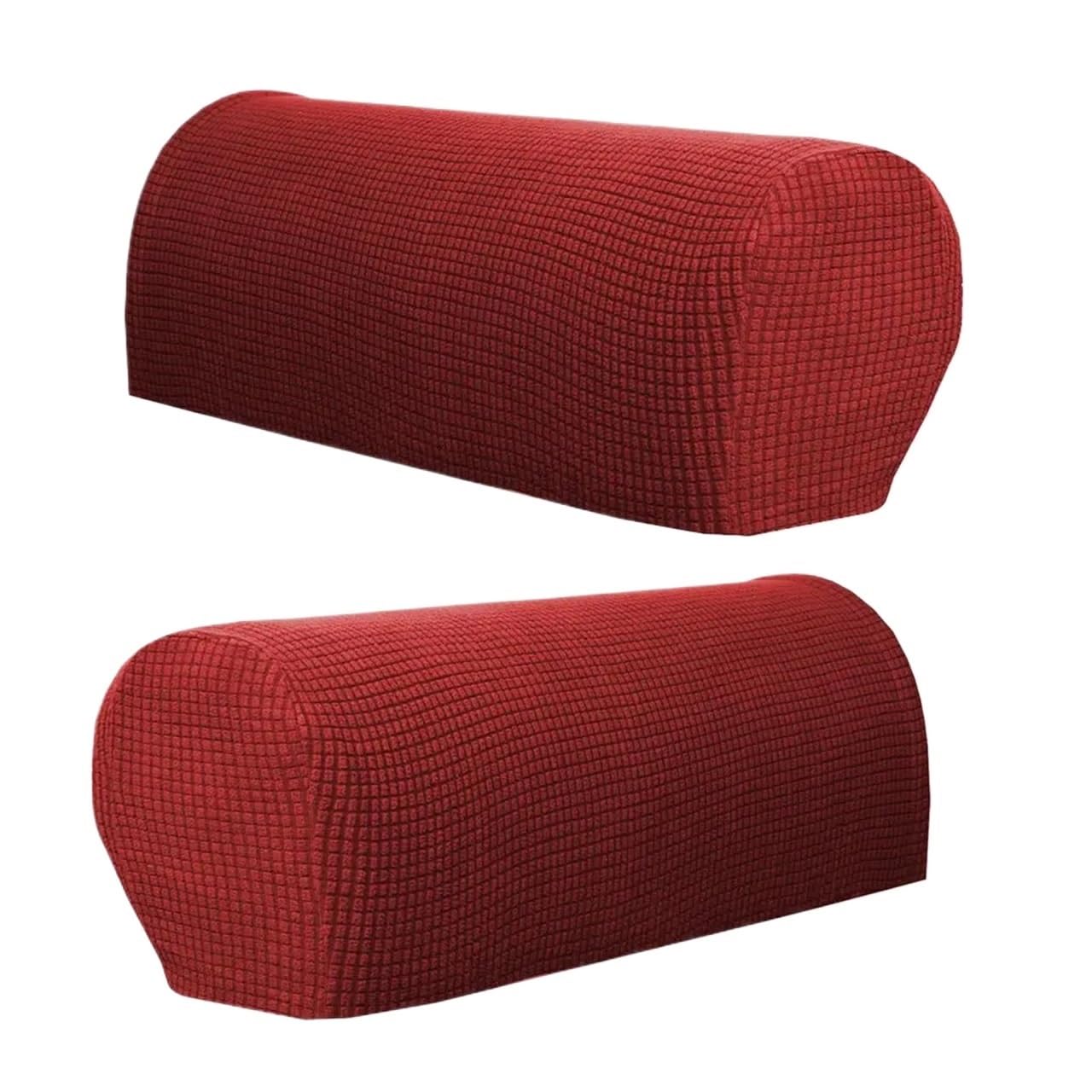 Zovloer Arm Chair Covers 3setes Stretchable Couch Sofa Armrest Covers Furniture Settee Arm Slipcover For Recliner Armchairs Sofas Couch(Wine Red)
