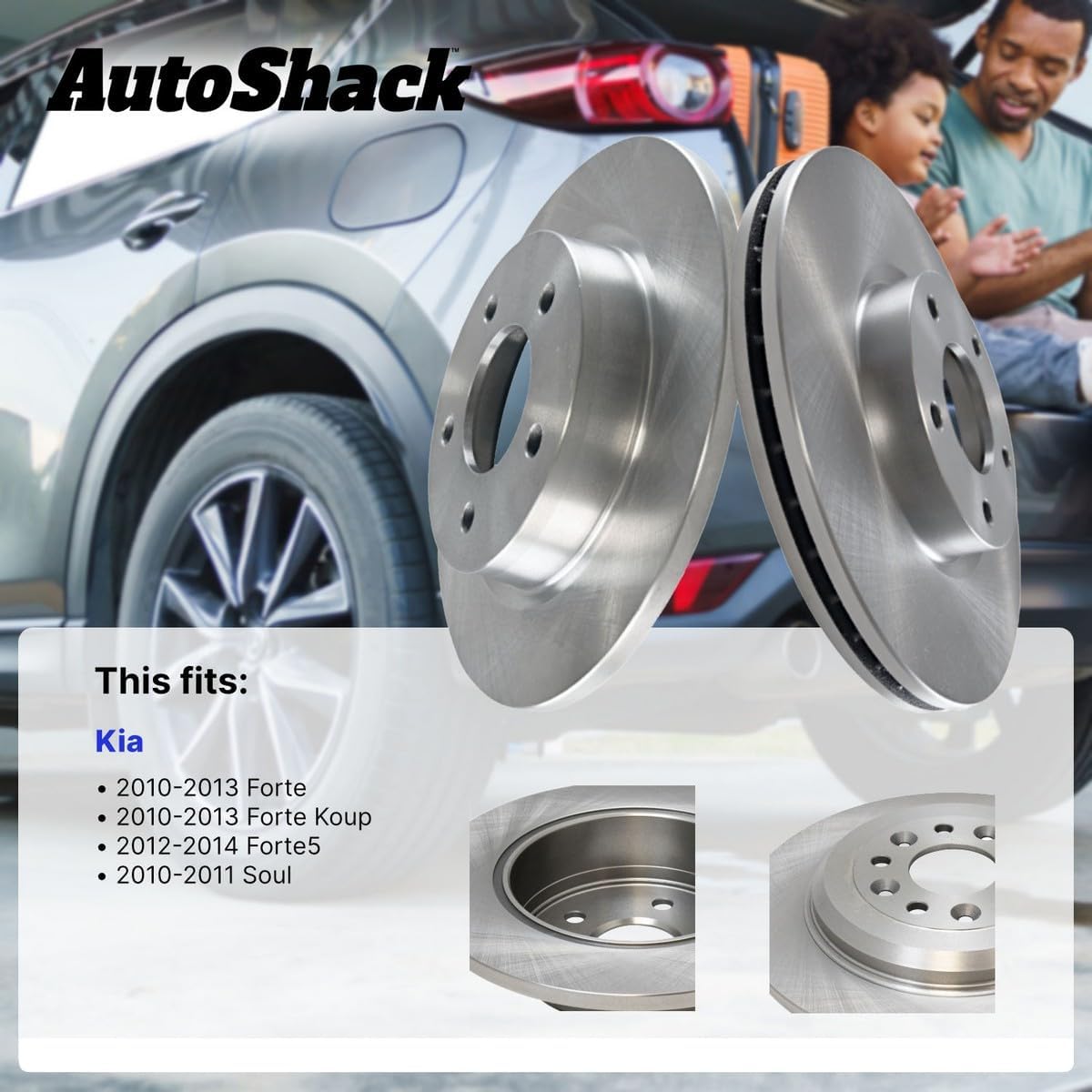 AutoShack Front Vented Brake Rotors 2-PC Set Replacement for 2010-2013 Kia Forte 2010-2011 Kia Soul 11.02" (280 mm)