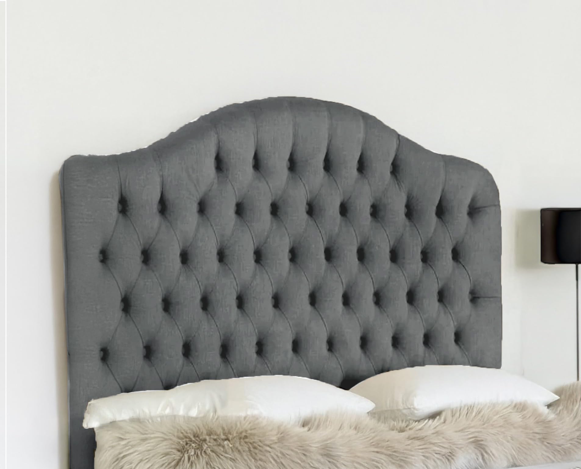 ELEGANT DEWSBURY HEADBOARD IN CRUSHED VELVET FABRIC - LUXURY DESIGNER BED HEADBOARDS IN 3FT, 4FT, 4FT6, 5FT, 6FT - 30" HEIGHT (GREY, 3FT SMALL SIZE)