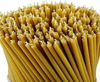 Danilovo Ritual Kerzen 100% Bienenwachs (Gelb) - Orthodoxe Kerzen für Gebet Tischdeko Hochzeit - Ungiftig, Ruß - Tropffrei, Nachhaltige Produkte, N80, Höhe: 18,5 cm, Ø 6,1 mm (100 stück)