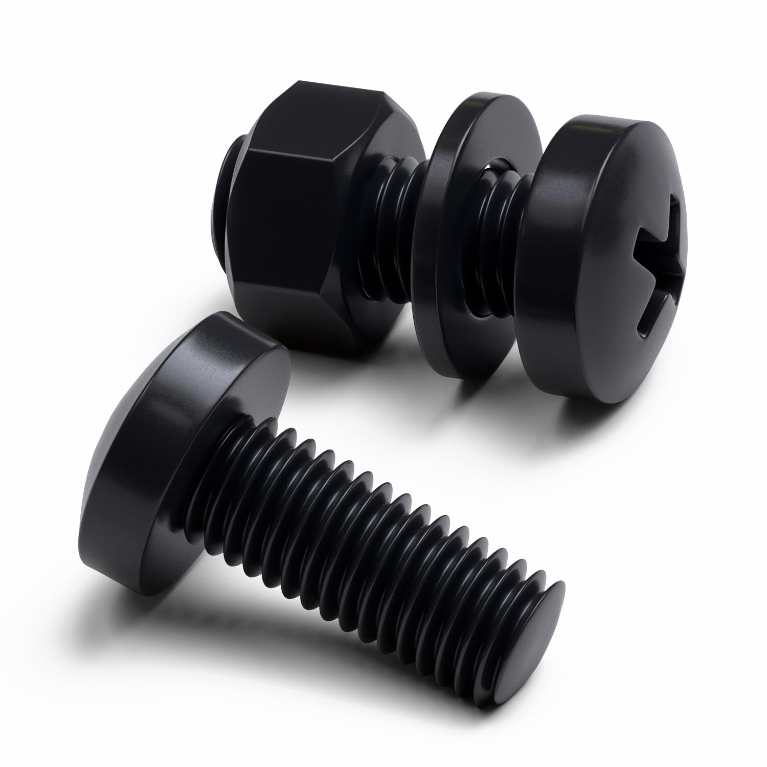 20x Black PP Pan Head Plastic Screws & Bolts M8 x 20mm, Nuts