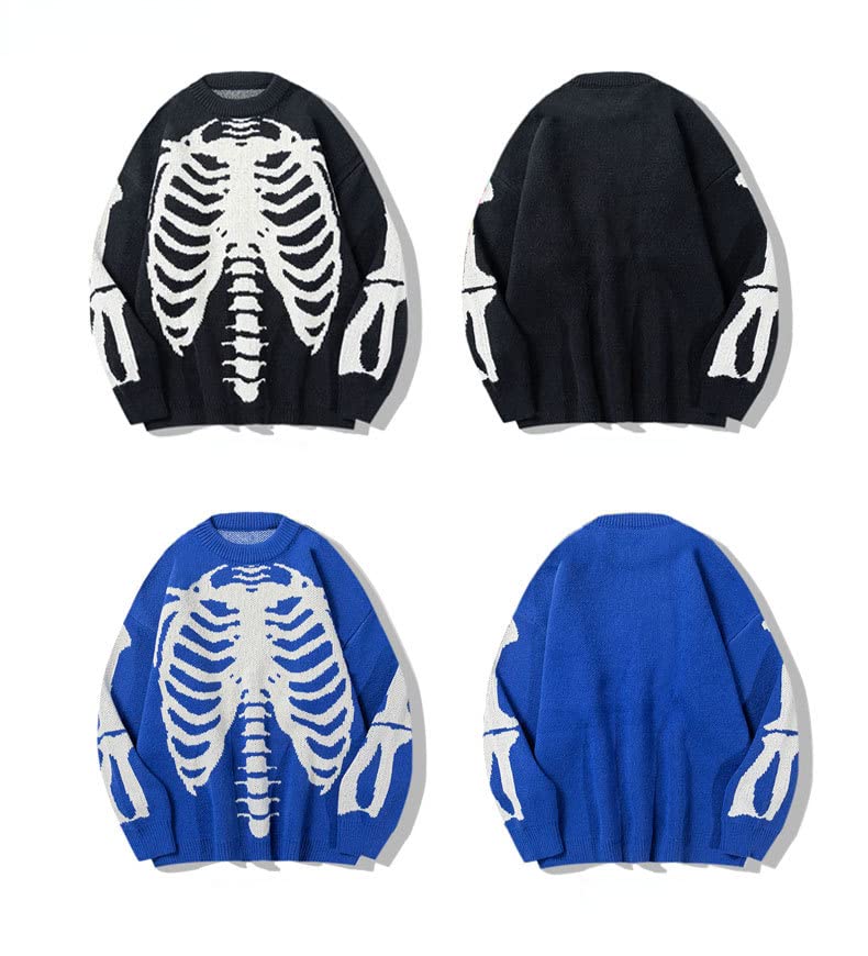 Y2K Hip Hop Oversized Sweater Fairy Grunge Skeleton Knitted Pullover Gothic Tops Aesthetic Punk Streetwear Clothes3