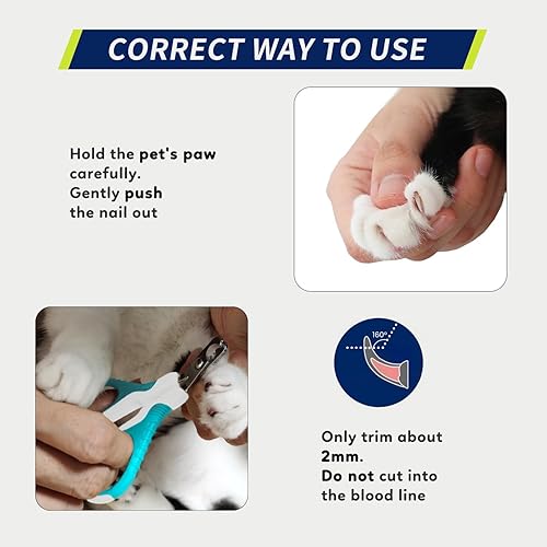 Miniatura 3 de WePet Cortaúñas para mascotas U07.1, recortadora profesional de garras, tijeras dobladas especiales para gatos, gatitos, perros, cachorros, animales