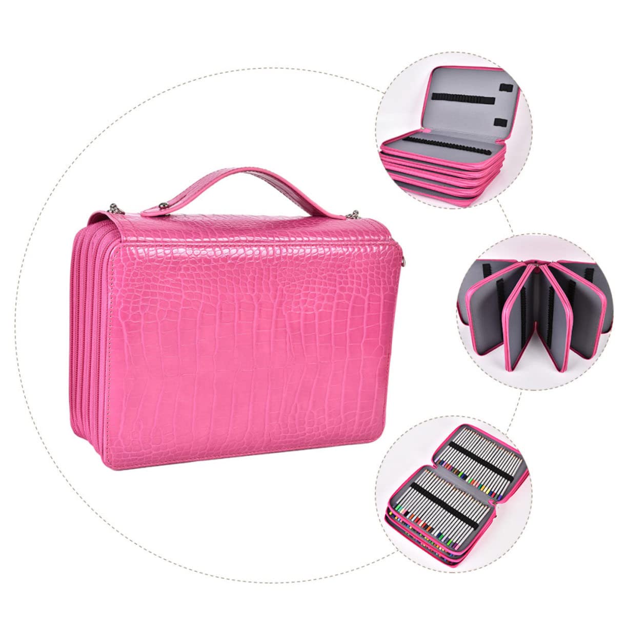 Estuche de gran capacidad, bolsa de almacenamiento para artículos de papelería, soporte para lápices, organizador de lápices, suministros para estudiantes, Rosado, 11.5X20X28CM, Maletín