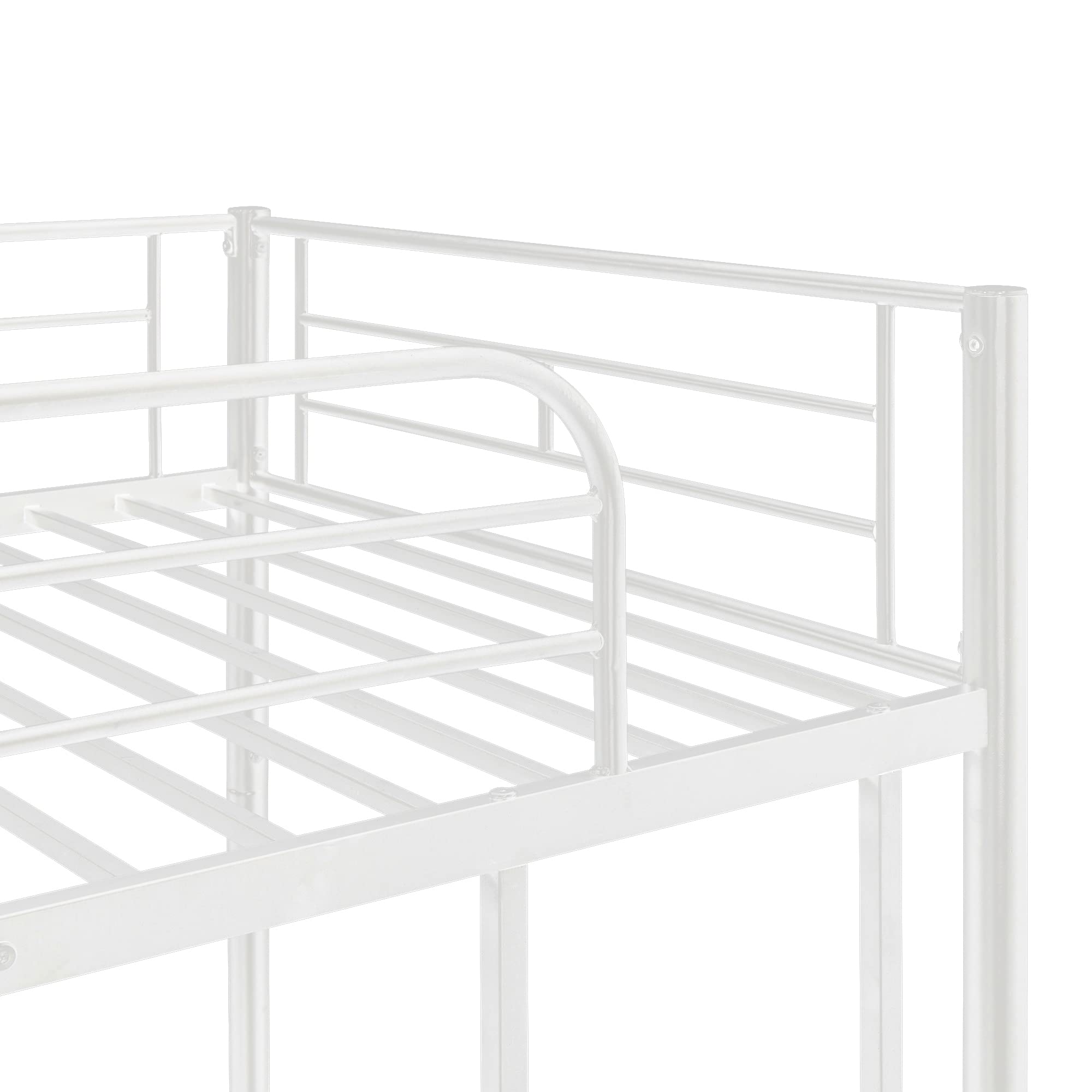 Metal Bunk Bed, Twin Over Twin Bunk Bed with Trundle for Kids and Teens, Can be Divided into Two beds, No Box Spring Needed, White