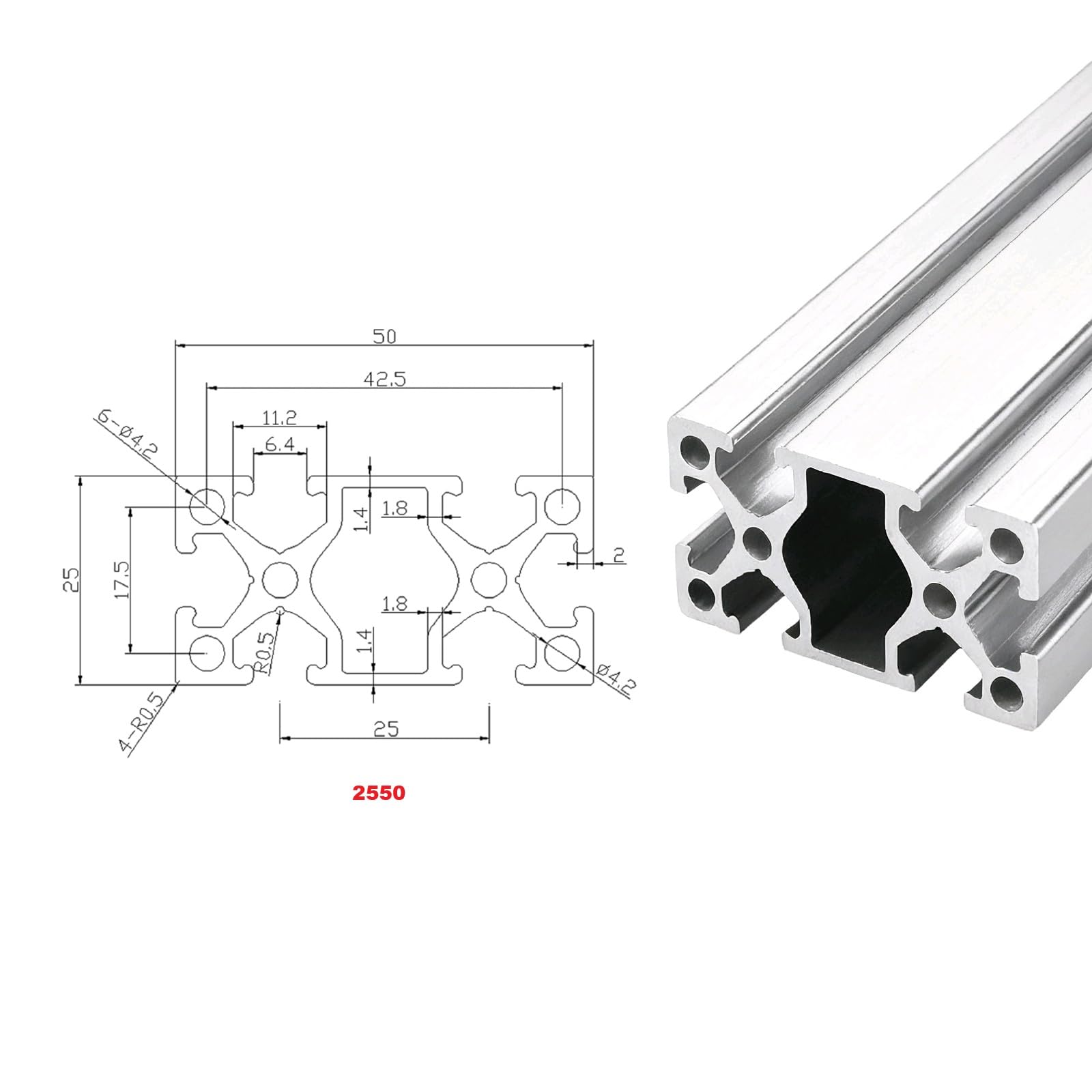 Profil aluminiowy 2550 profil aluminiowy 1740 mm typ T srebrny profil aluminiowy 25 x 50 europejski standard anodowana szyna liniowa wytłaczana 5 sztuk, do drukarek 3D DIY i CNC