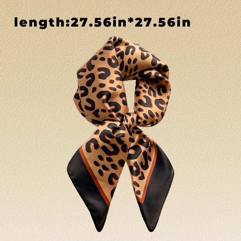 Leopard Zebra Print Scarf for Women French Neck Head Scarf Silk Neckerchief Vintage Headscarf for Women4